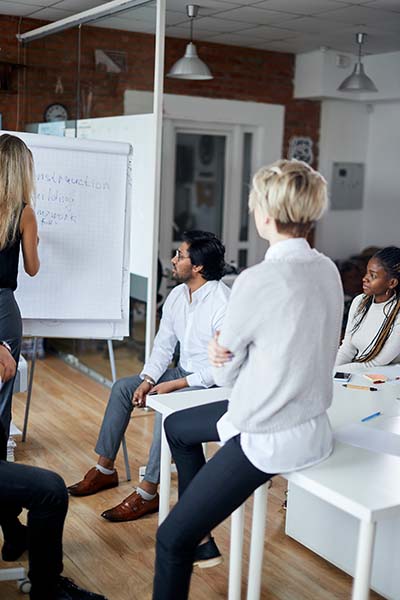 Group of people meeting in a modern office