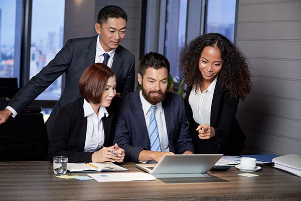 Business people working on a laptop